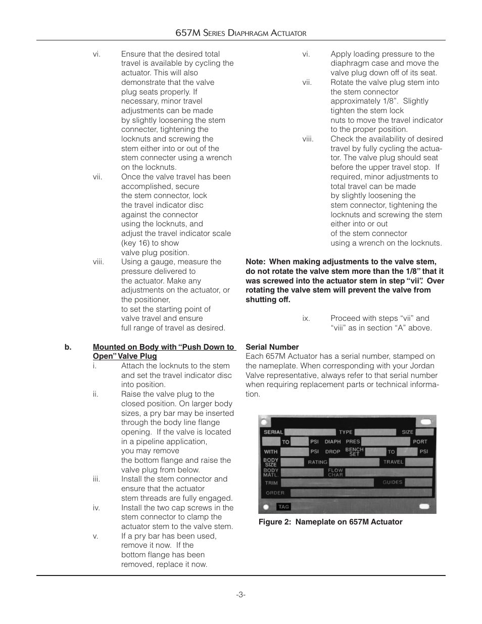 Jordan Valve 657M Series Diaphragm Actuator User Manual | Page 3 / 7