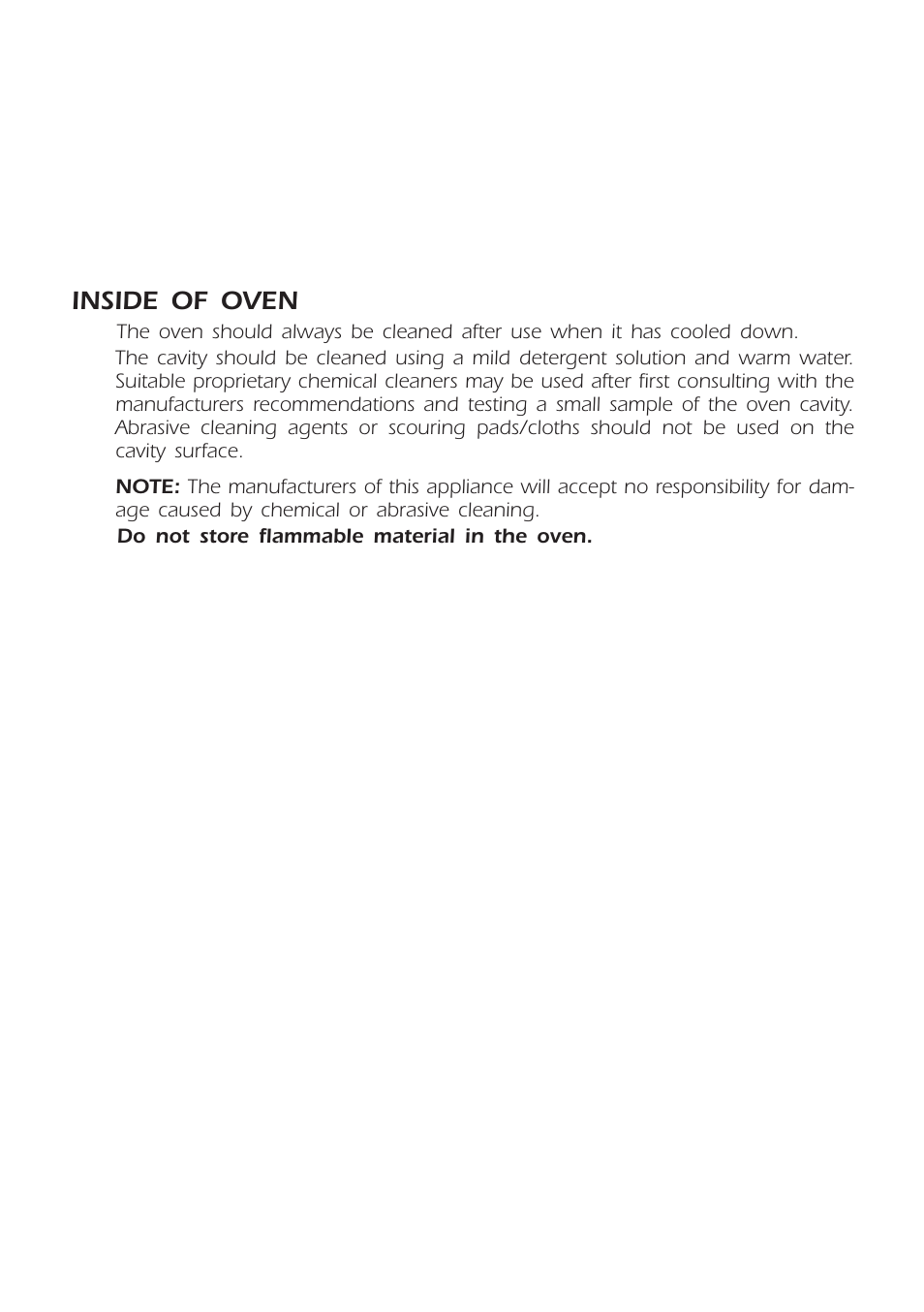 Enamelled parts, Stainless steel surfaces, Inside of oven | CDA SC309 User Manual | Page 23 / 28