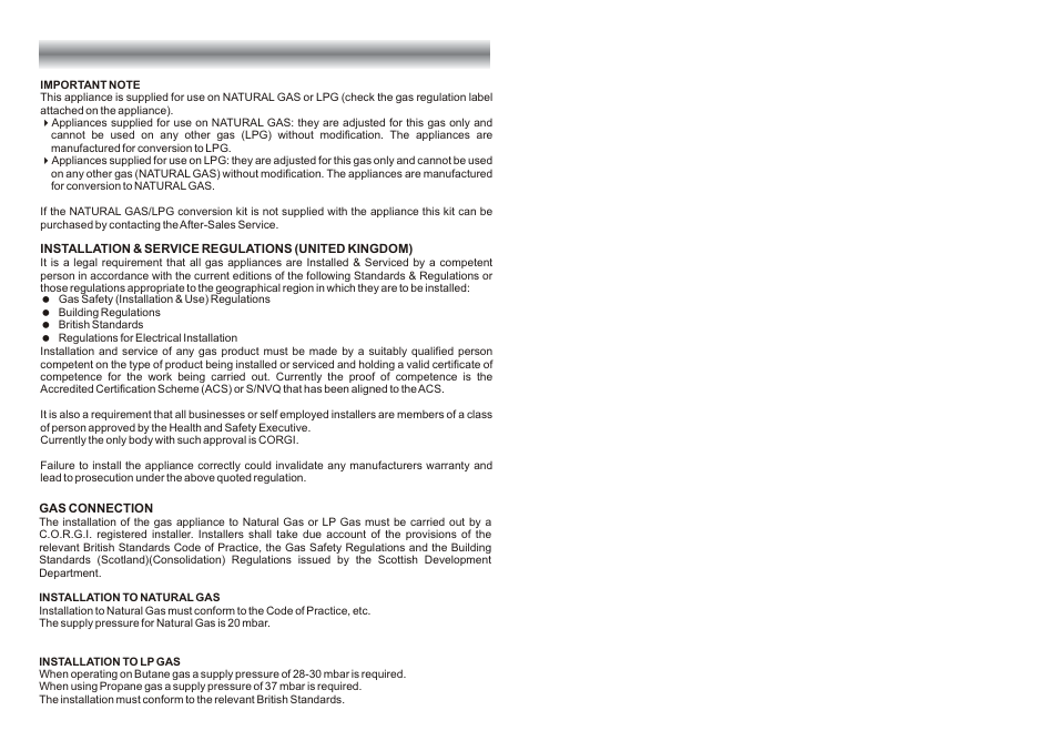 Gas supply requirements | CDA SC309 User Manual | Page 6 / 28