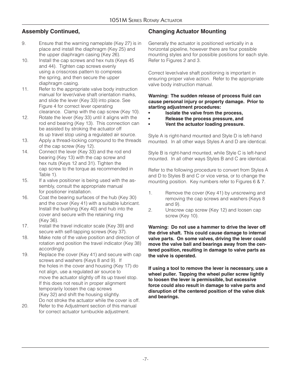 Jordan Valve 1051M Series Rotary Actuator User Manual | Page 7 / 12
