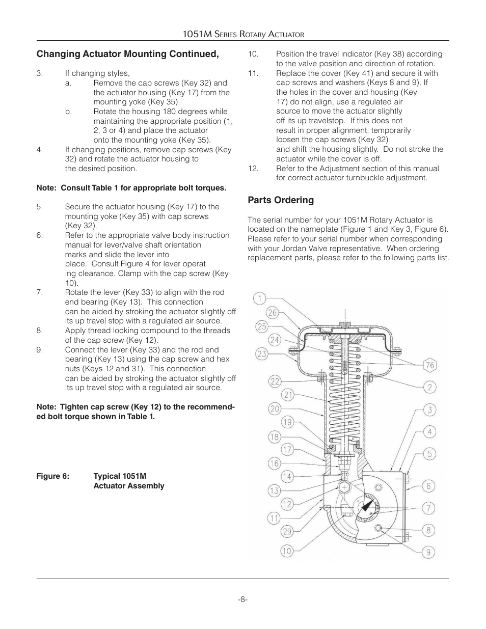 Jordan Valve 1051M Series Rotary Actuator User Manual | Page 8 / 12