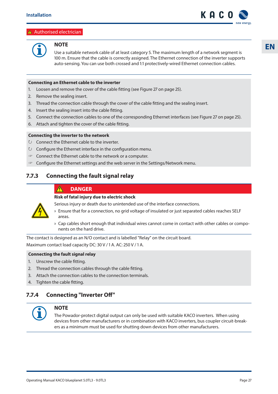 KACO blueplanet 5.0 - 9.0 TL3 User Manual | Page 27 / 56