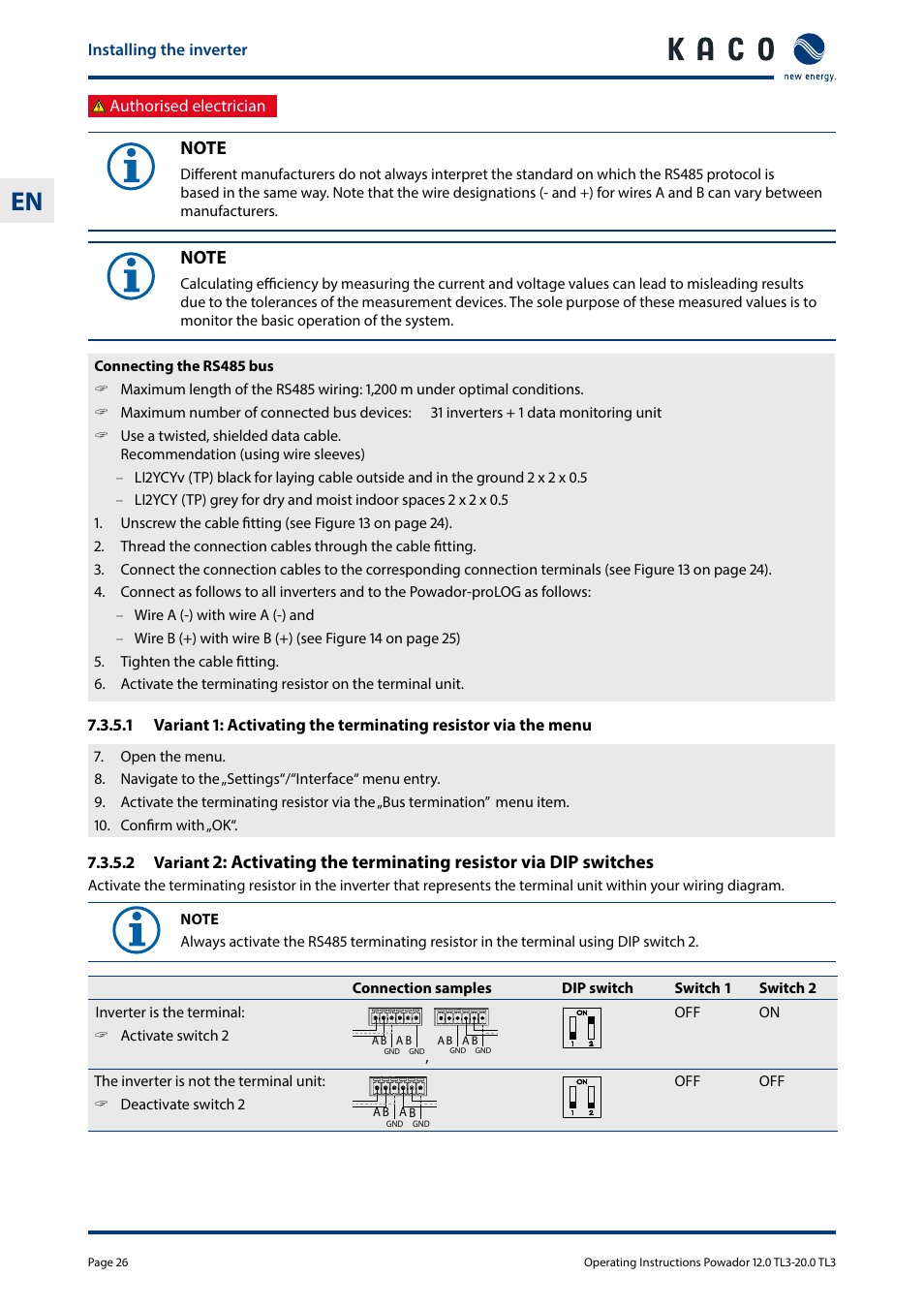 KACO Powador 10.0 - 20.0 TL3 User Manual | Page 26 / 56