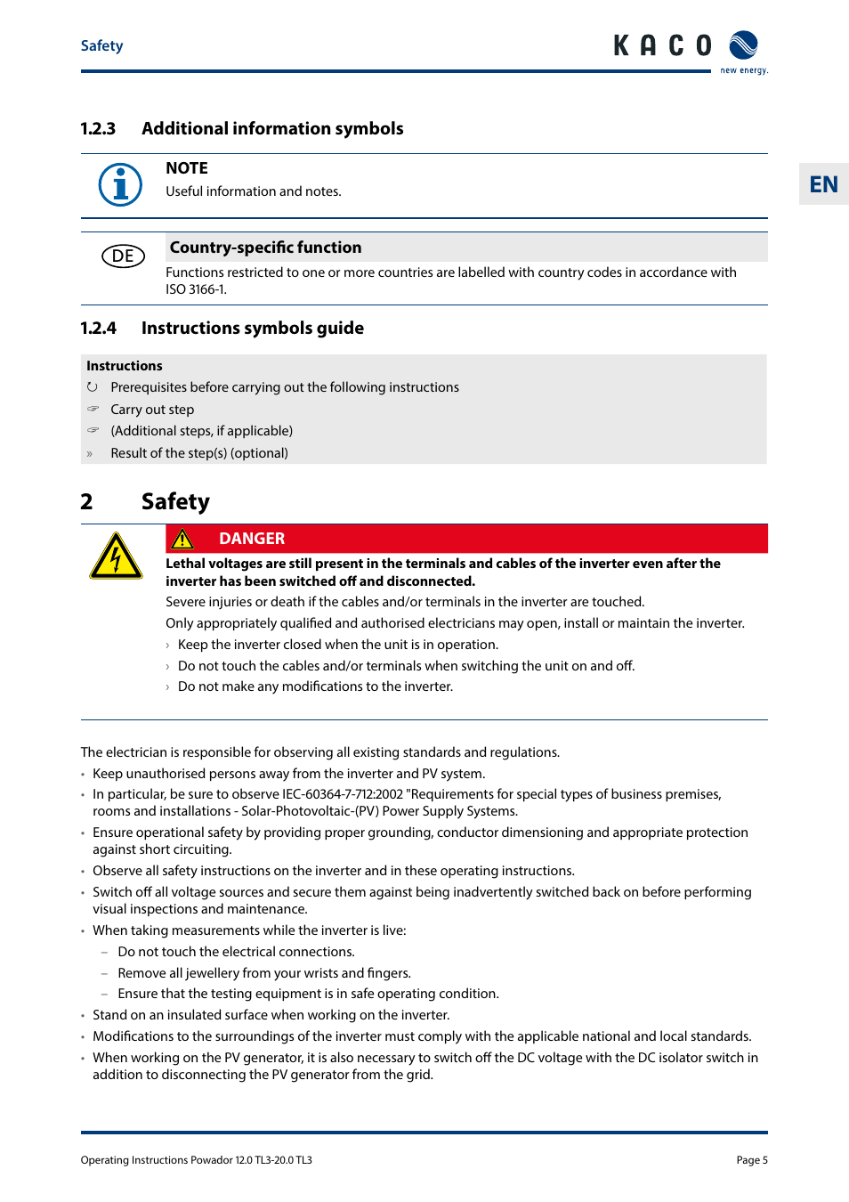2 safety, 2safety | KACO Powador 10.0 - 20.0 TL3 User Manual | Page 5 / 56