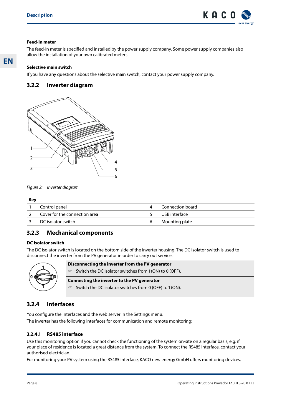 KACO Powador 10.0 - 20.0 TL3 User Manual | Page 8 / 56