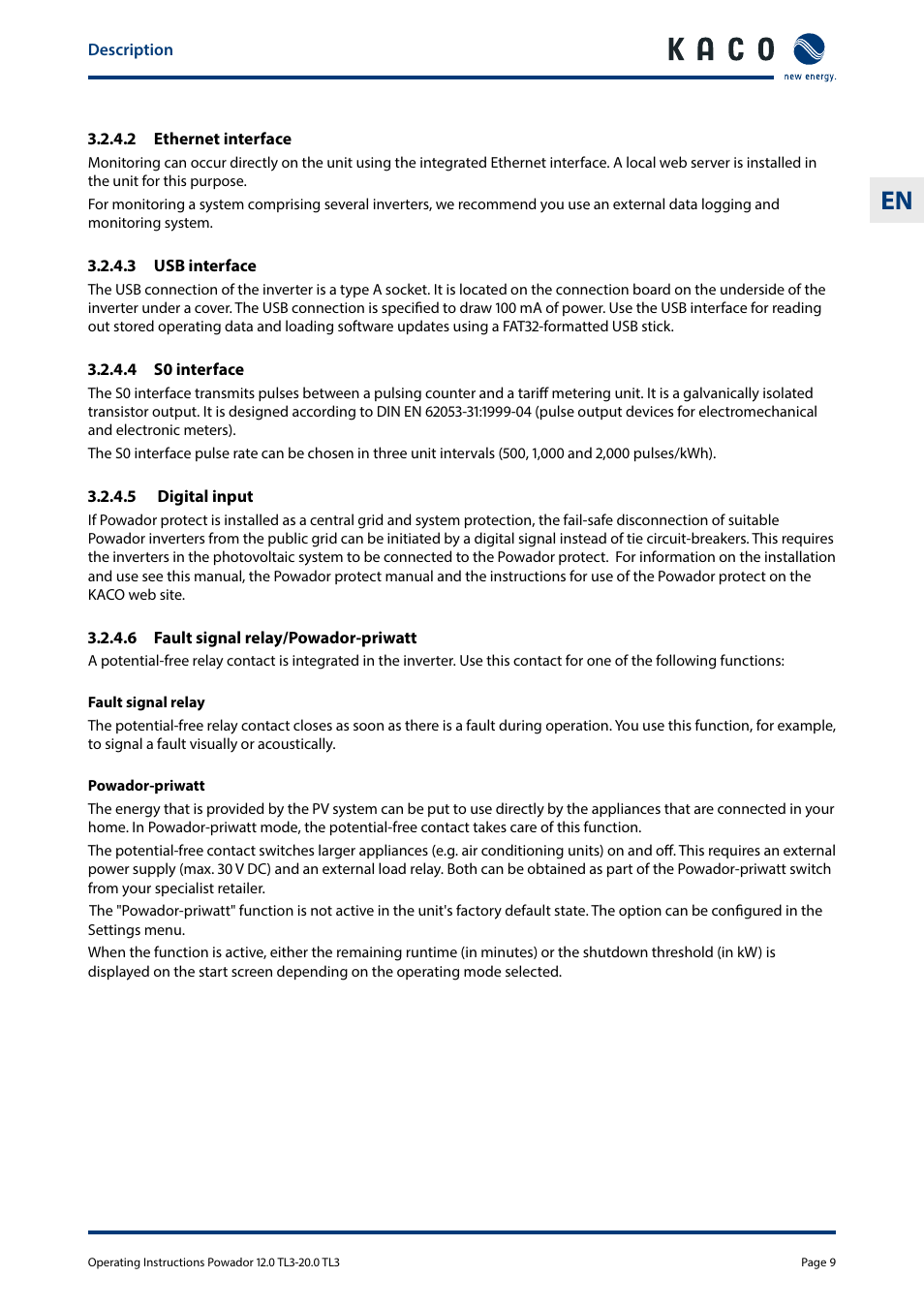 KACO Powador 10.0 - 20.0 TL3 User Manual | Page 9 / 56