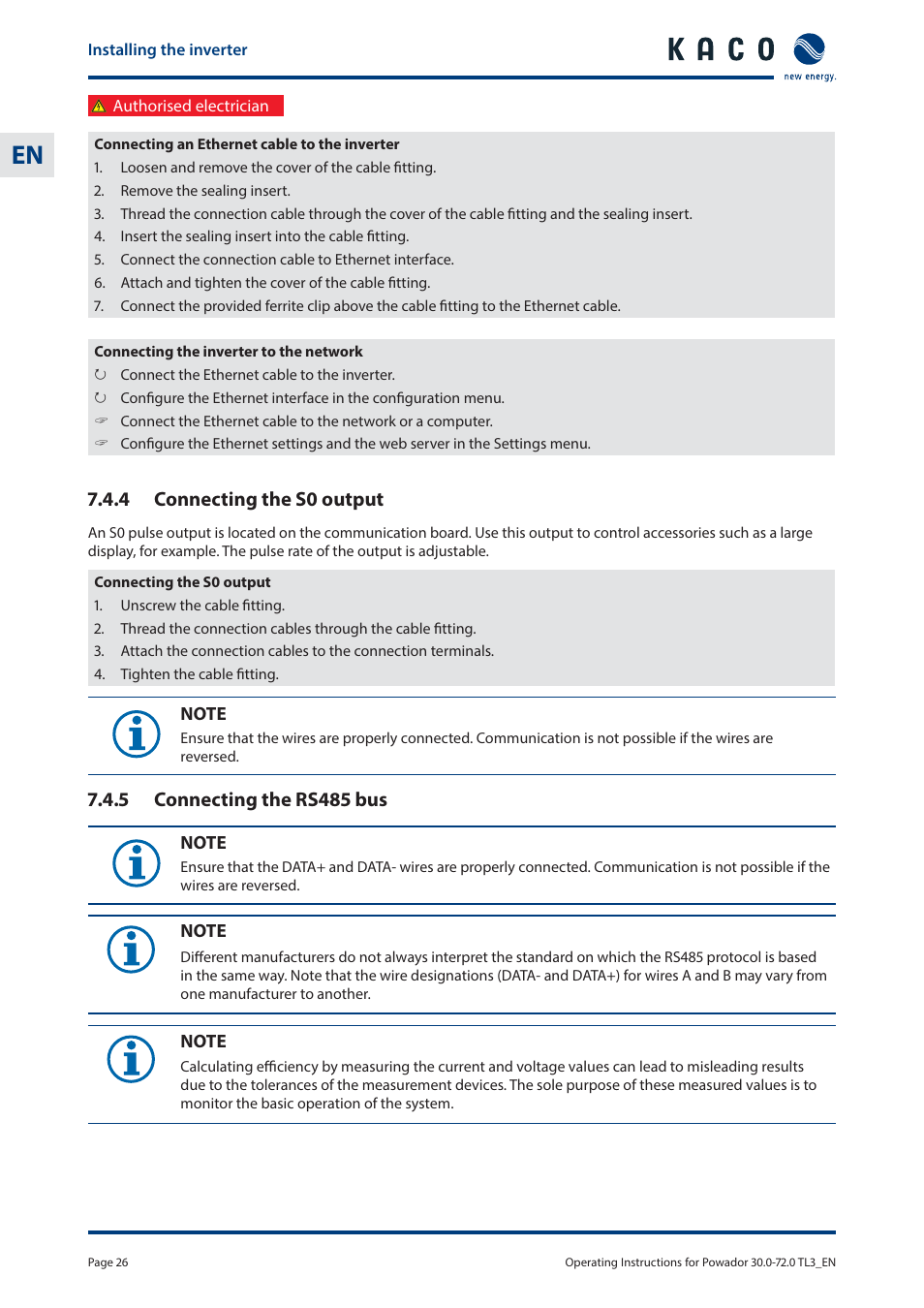 KACO Powador 30.0 - 60.0 TL3 User Manual | Page 26 / 60