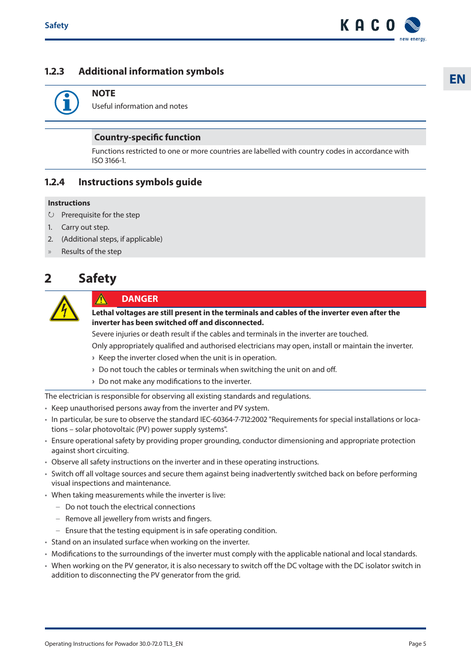 2 safety | KACO Powador 30.0 - 60.0 TL3 User Manual | Page 5 / 60