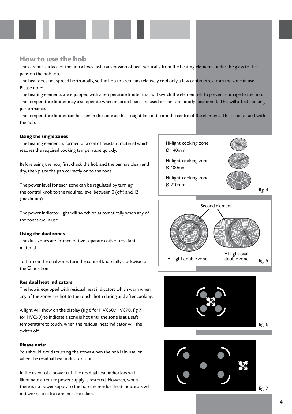 How to use the hob | CDA HVC70 User Manual | Page 5 / 12