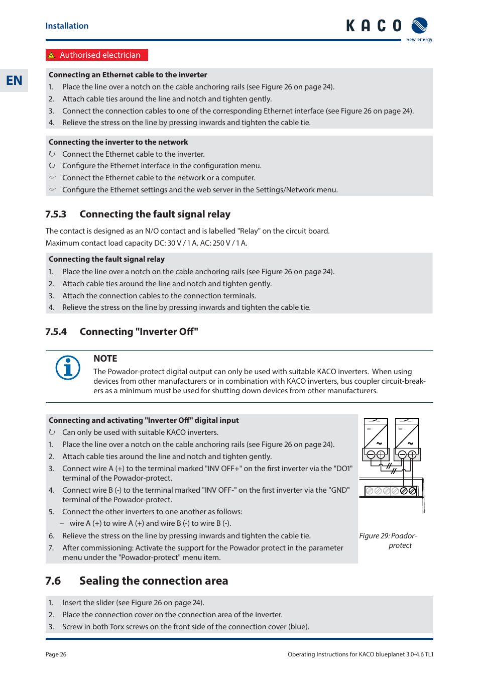 6 sealing the connection area | KACO blueplanet 3.0 - 4.6 TL1 User Manual | Page 26 / 56