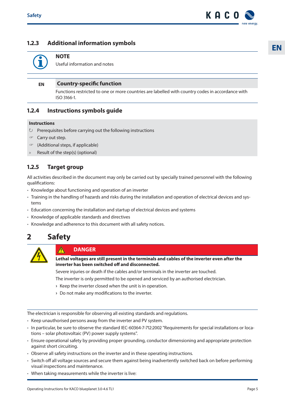 2 safety | KACO blueplanet 3.0 - 4.6 TL1 User Manual | Page 5 / 56