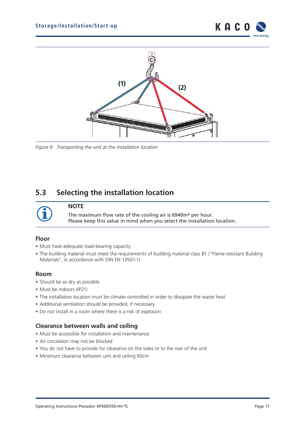 3 selecting the installation location | KACO Powador XP500-XP550-HV TL User Manual | Page 17 / 102