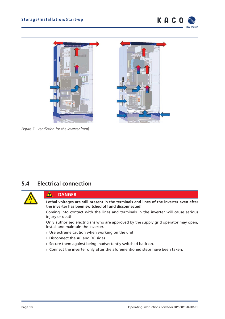 4 electrical connection | KACO Powador XP500-XP550-HV TL User Manual | Page 18 / 102