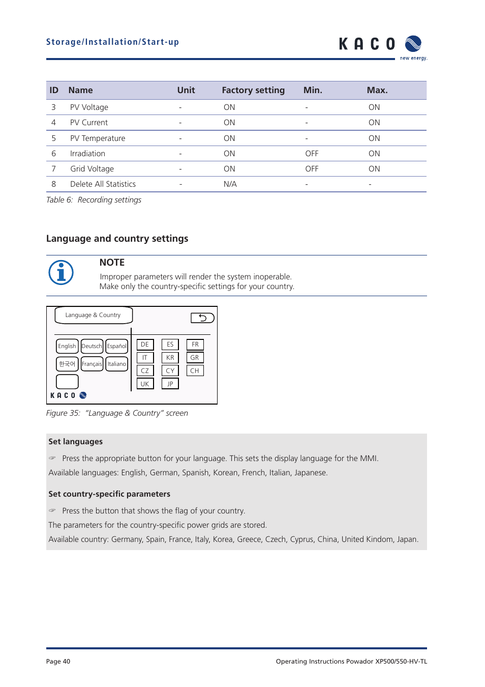 KACO Powador XP500-XP550-HV TL User Manual | Page 40 / 102