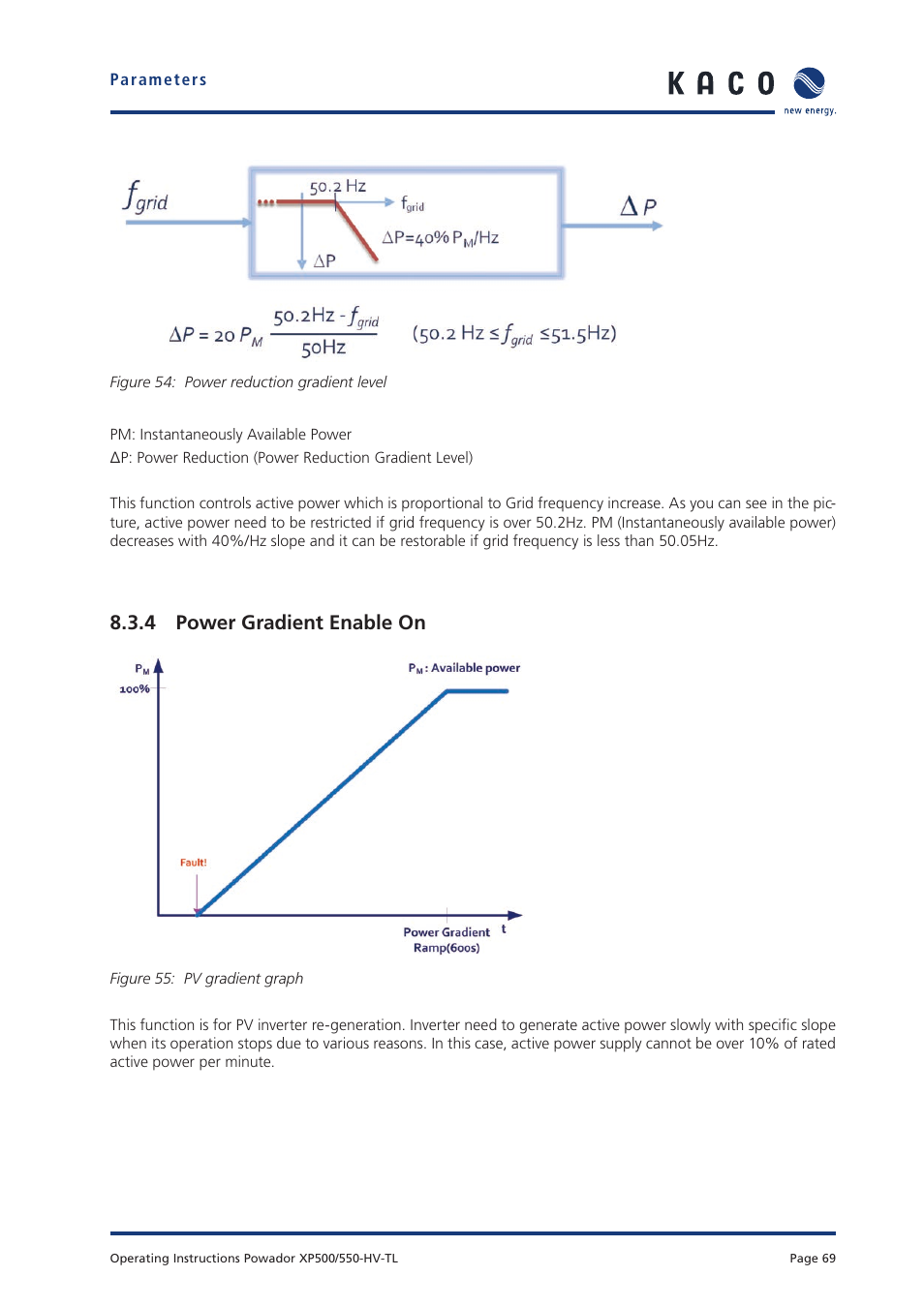 4 power gradient enable on | KACO Powador XP500-XP550-HV TL User Manual | Page 69 / 102