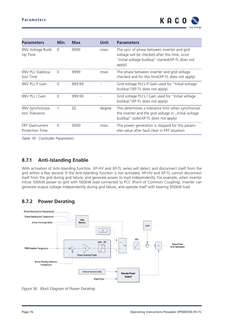 1 anti-islanding enable, 2 power derating | KACO Powador XP500-XP550-HV TL User Manual | Page 76 / 102