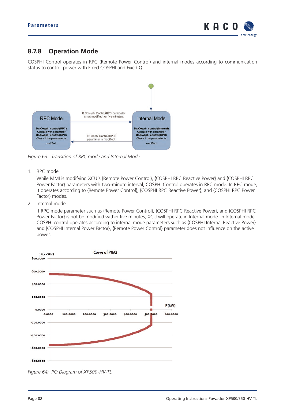 8 operation mode | KACO Powador XP500-XP550-HV TL User Manual | Page 82 / 102