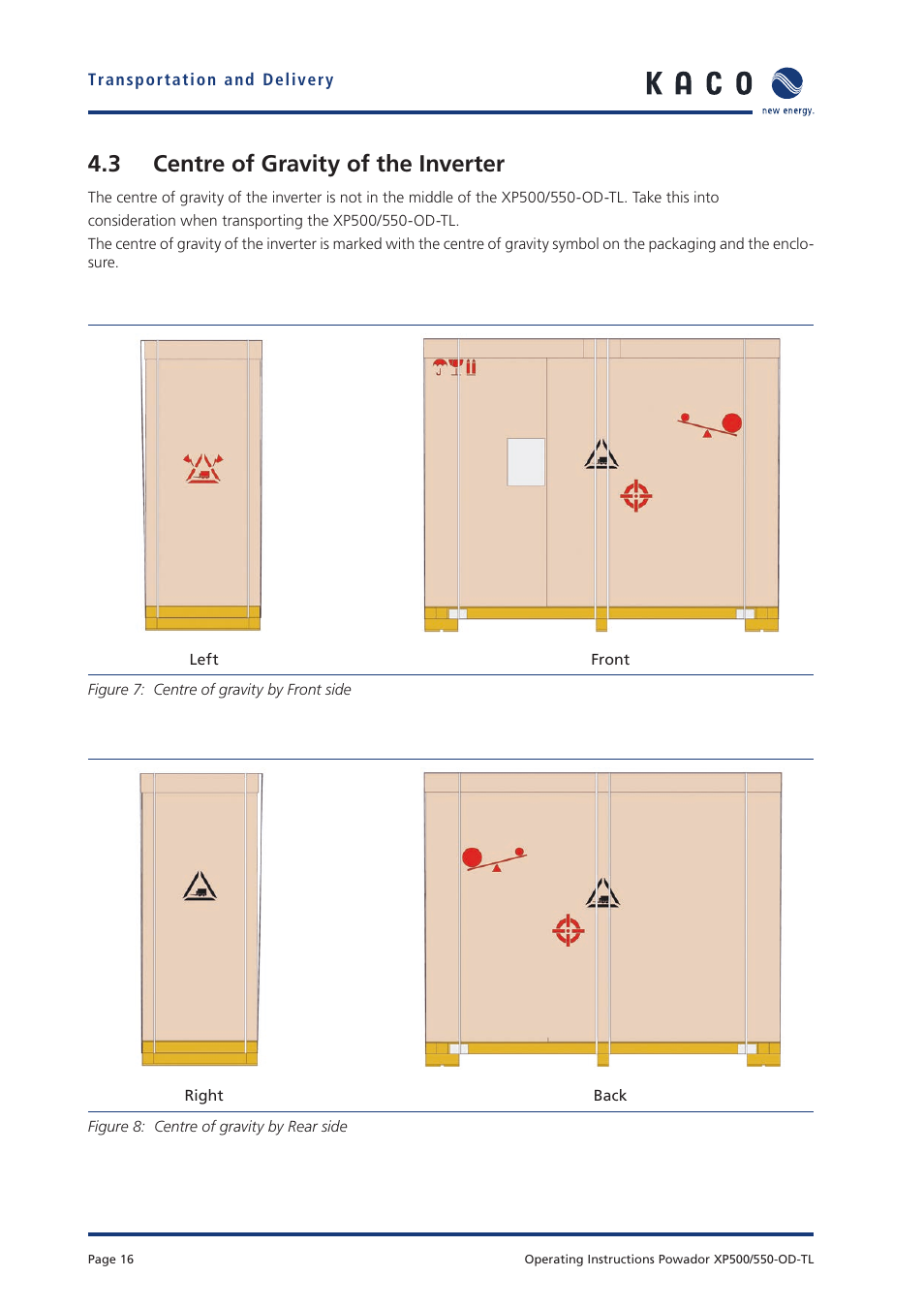 3 centre of gravity of the inverter | KACO Powador XP500-XP550-HV TL outdoor User Manual | Page 15 / 101