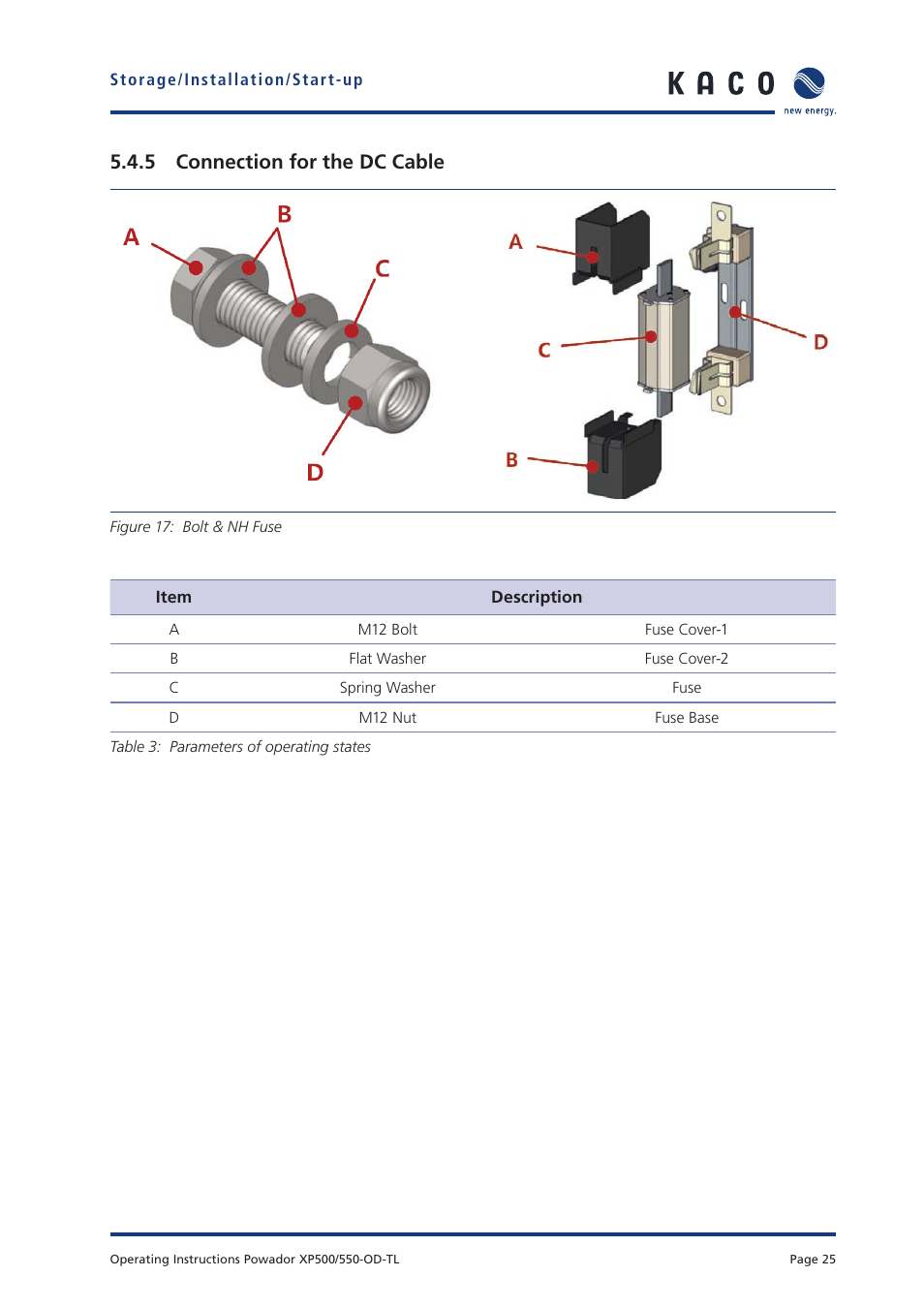 5 connection for the dc cable | KACO Powador XP500-XP550-HV TL outdoor User Manual | Page 24 / 101