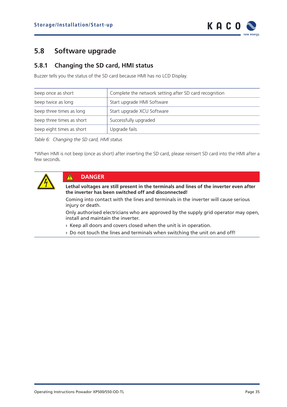 8 software upgrade | KACO Powador XP500-XP550-HV TL outdoor User Manual | Page 34 / 101