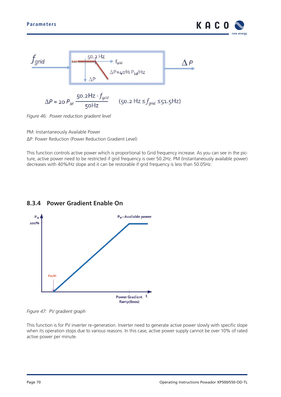 4 power gradient enable on | KACO Powador XP500-XP550-HV TL outdoor User Manual | Page 69 / 101