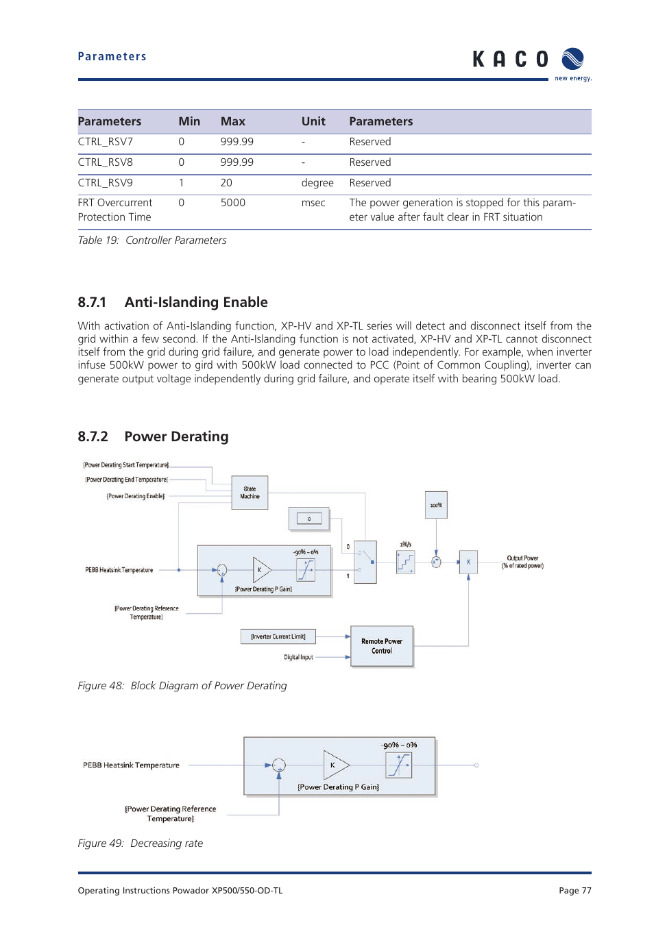 1 anti-islanding enable, 2 power derating | KACO Powador XP500-XP550-HV TL outdoor User Manual | Page 76 / 101