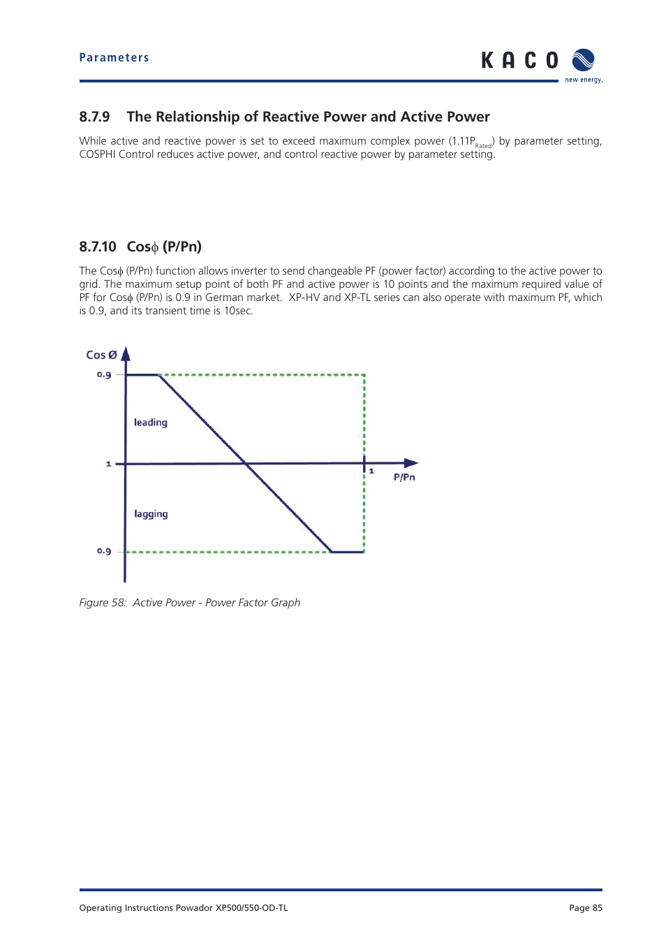 10 cos  (p/pn) | KACO Powador XP500-XP550-HV TL outdoor User Manual | Page 84 / 101