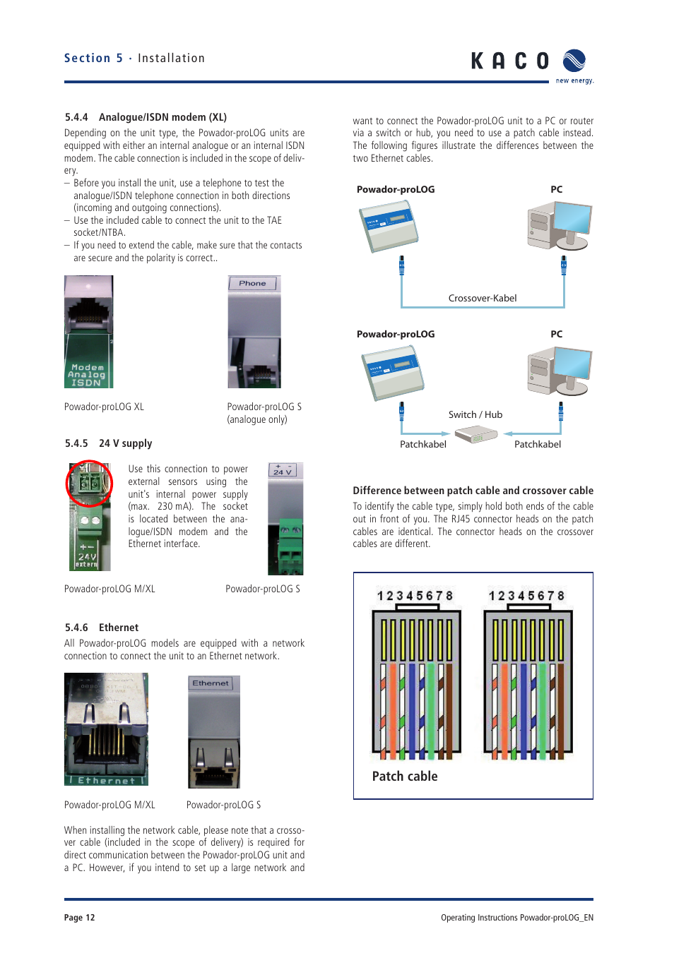 Patch cable | KACO Powador-proLOG User Manual | Page 11 / 48