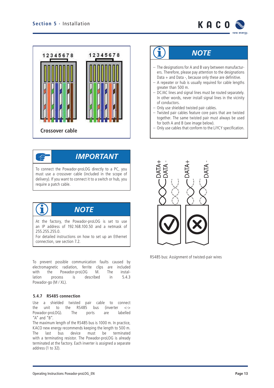 Important | KACO Powador-proLOG User Manual | Page 12 / 48