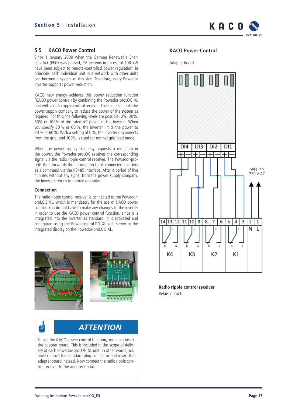 Attention | KACO Powador-proLOG User Manual | Page 16 / 48