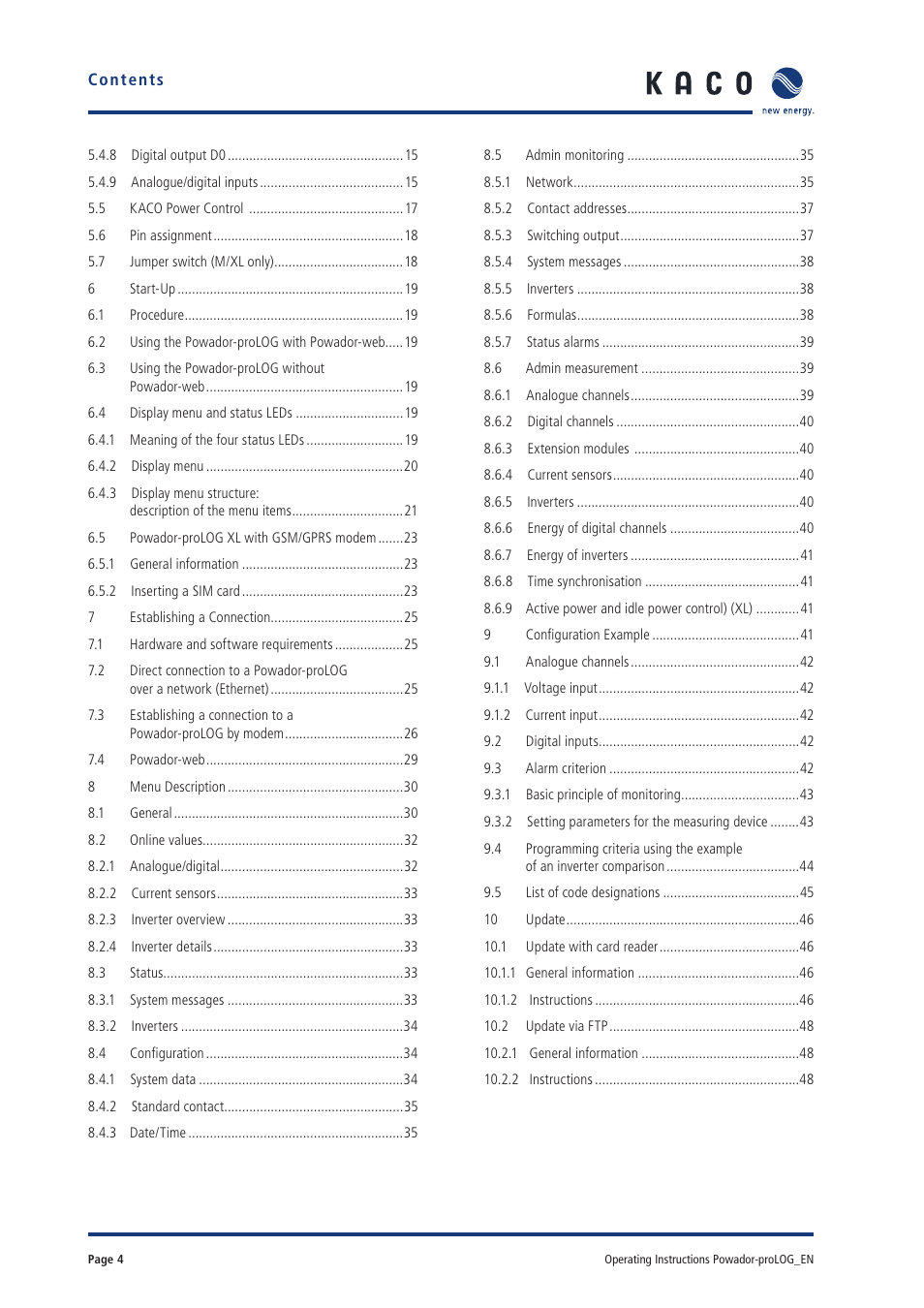 KACO Powador-proLOG User Manual | Page 3 / 48