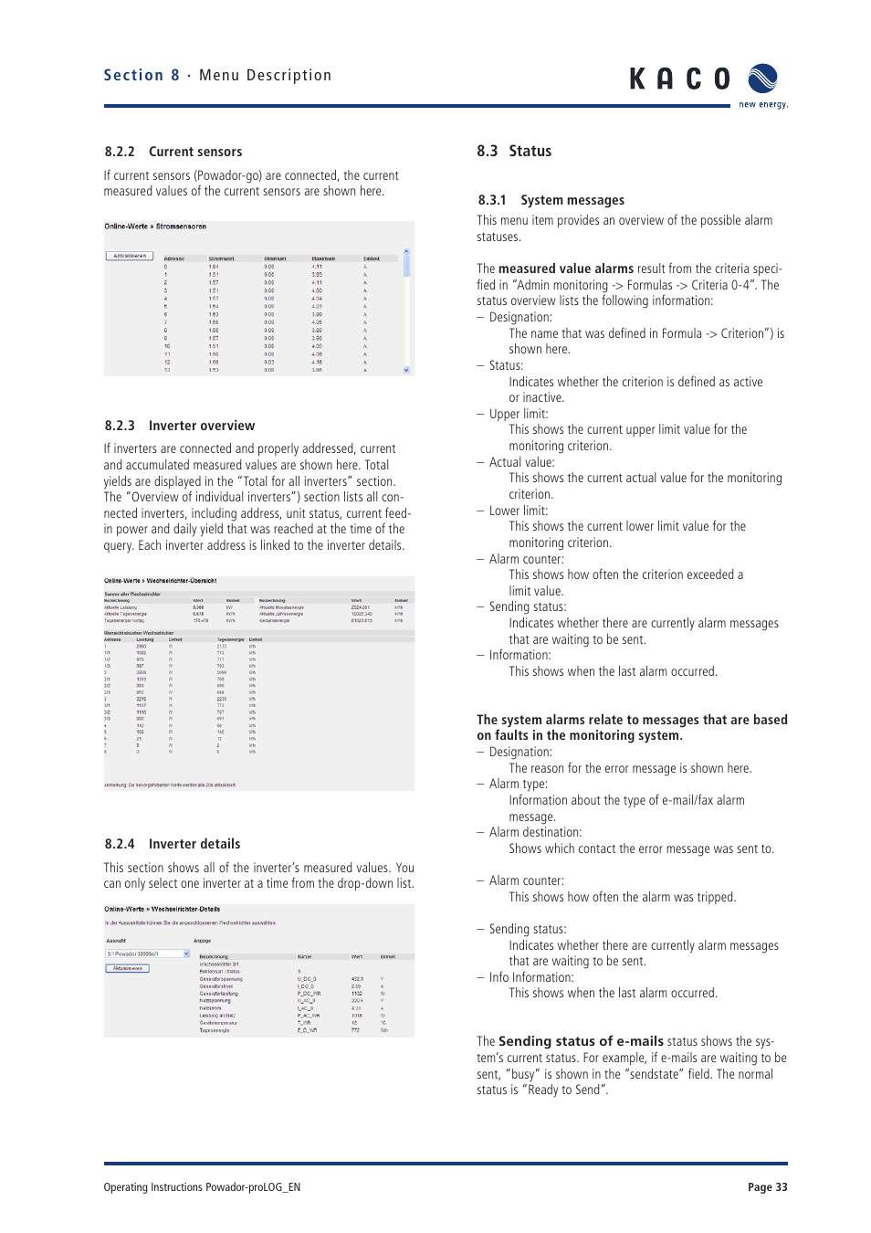 KACO Powador-proLOG User Manual | Page 32 / 48