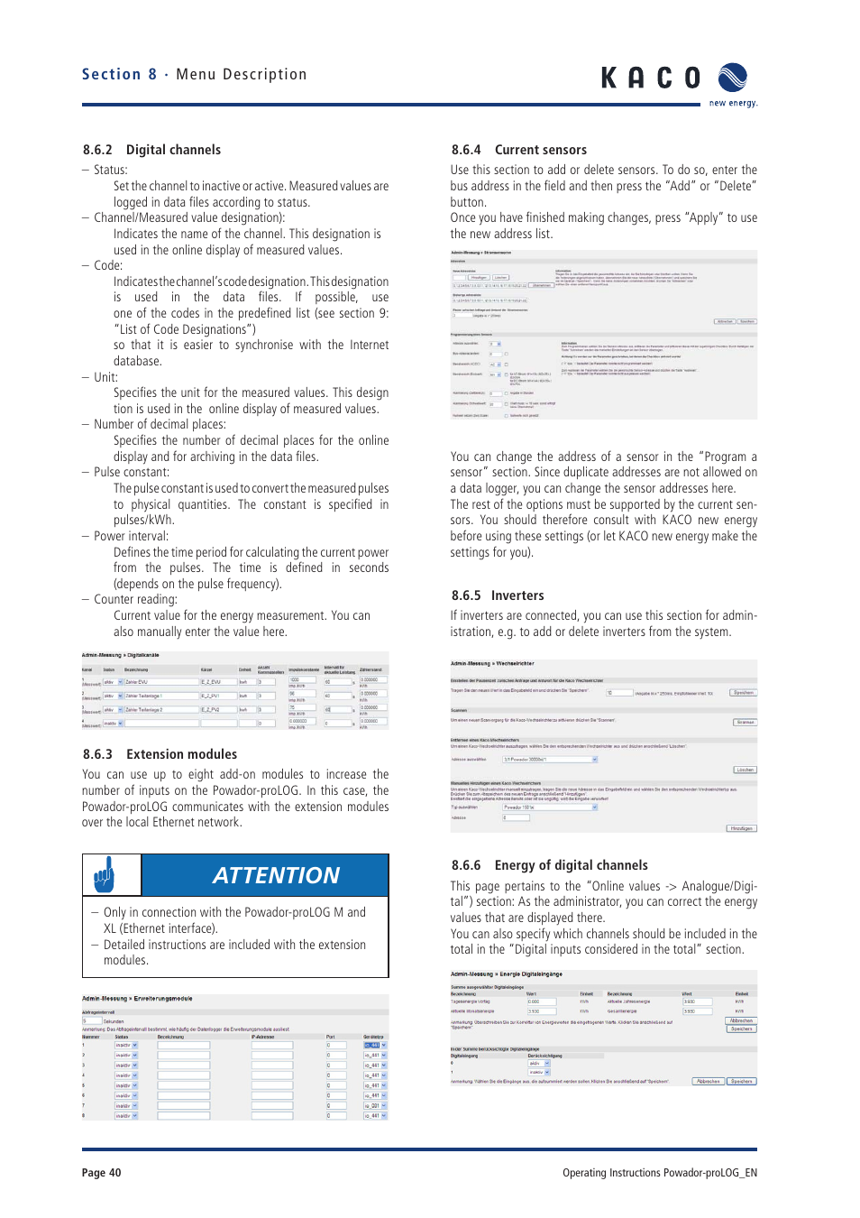 Attention | KACO Powador-proLOG User Manual | Page 39 / 48