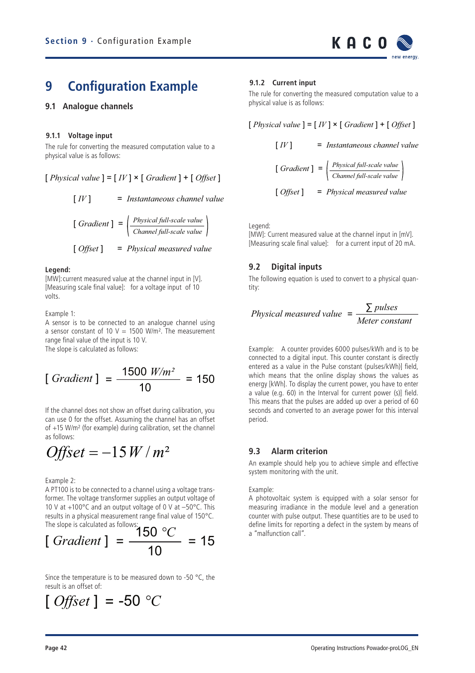 15 m w offset, Offset ] -50 °c, 9 conﬁ guration example | KACO Powador-proLOG User Manual | Page 41 / 48