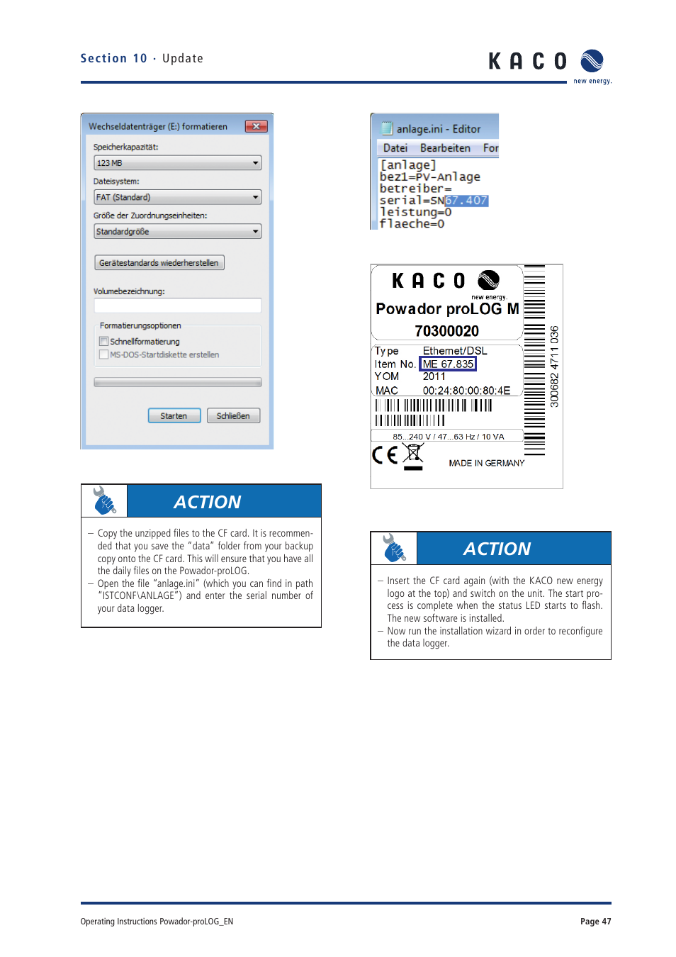 Action | KACO Powador-proLOG User Manual | Page 46 / 48