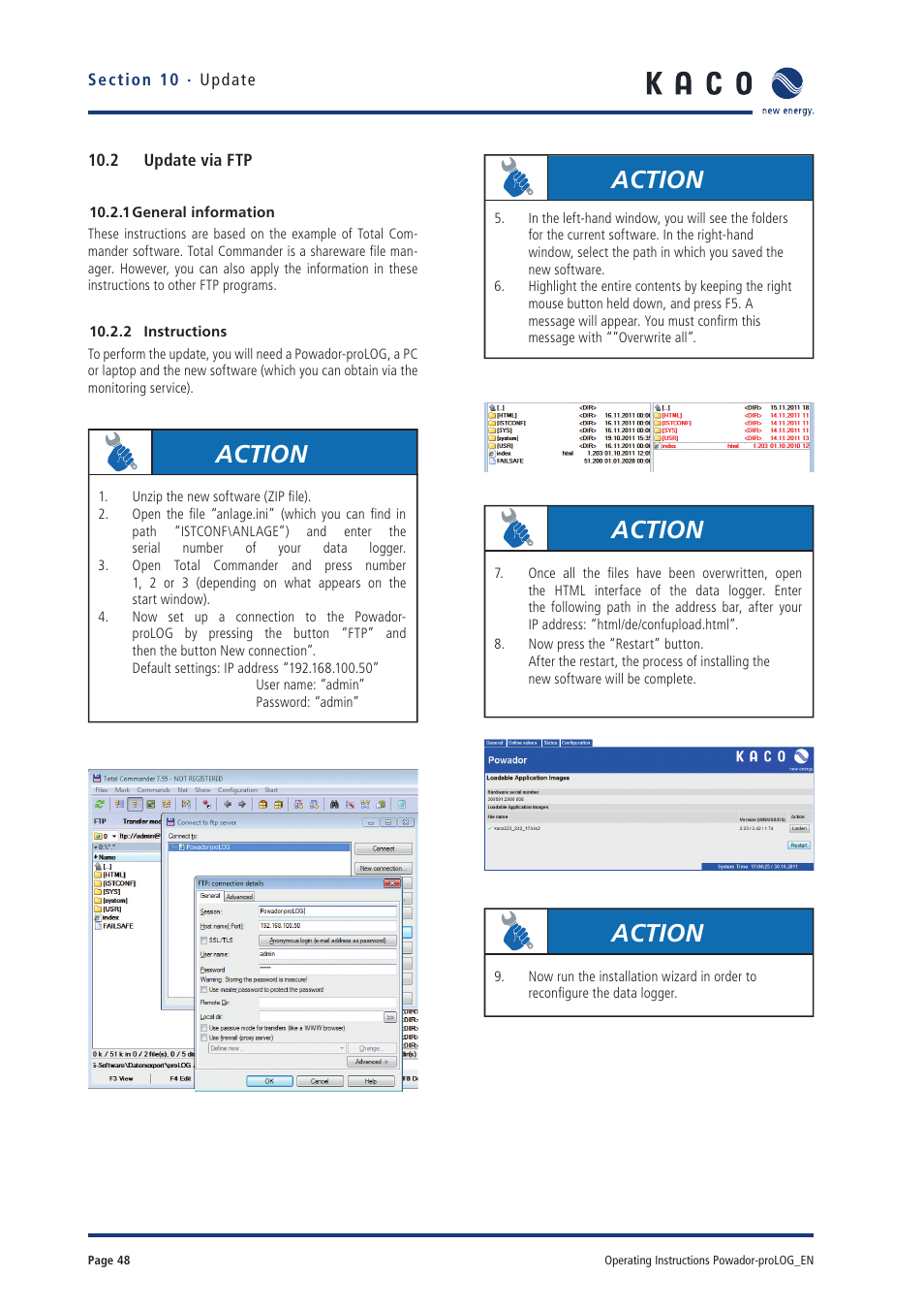 Action | KACO Powador-proLOG User Manual | Page 47 / 48