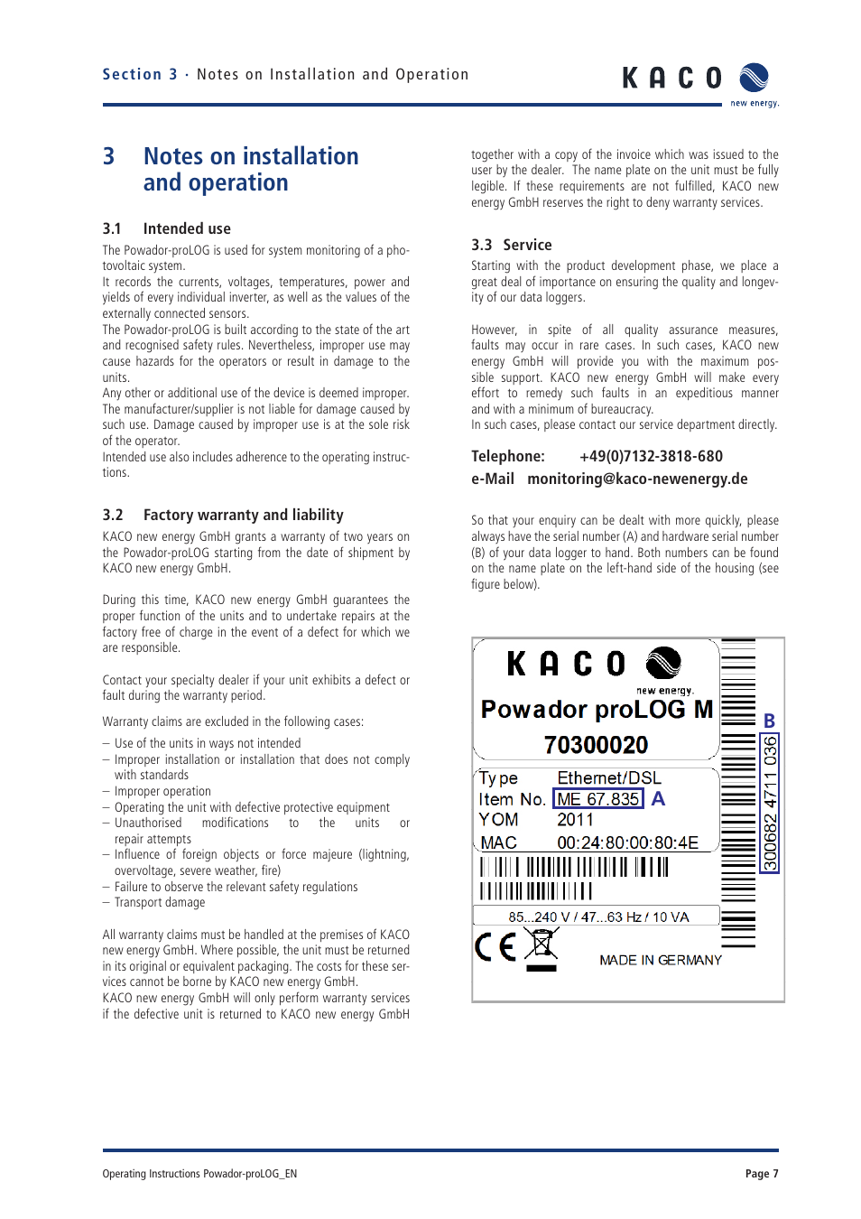 KACO Powador-proLOG User Manual | Page 6 / 48