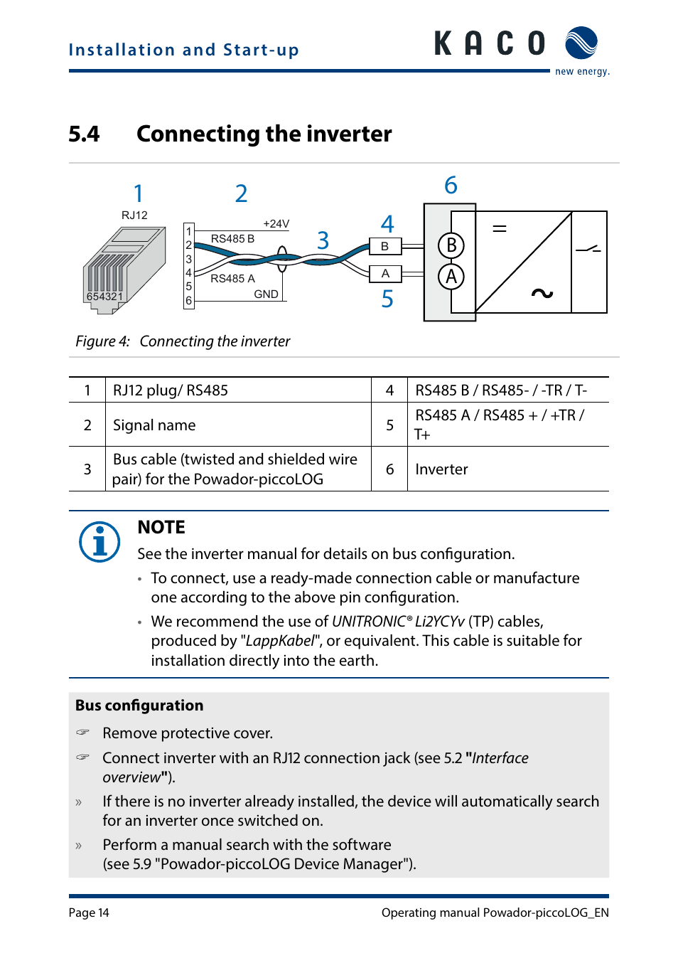 4 connecting the inverter, Connecting the inverter | KACO Powador-piccoLOG User Manual | Page 14 / 28
