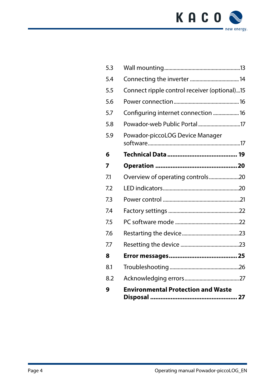 KACO Powador-piccoLOG User Manual | Page 4 / 28