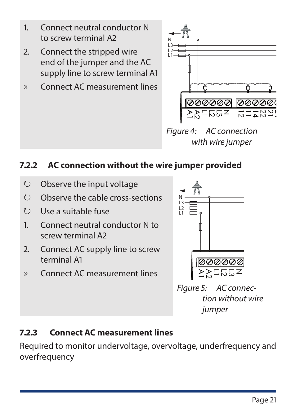 Connect ac measurement lines, Page 21 a | KACO Powador-protect User Manual | Page 21 / 52