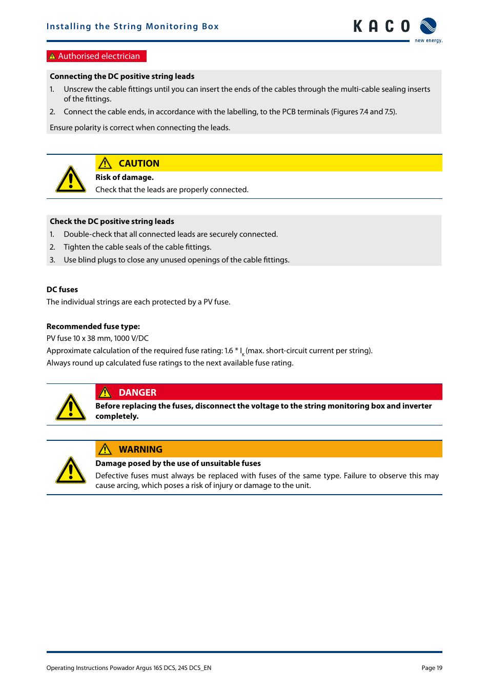KACO Powador Argus 16S DCS User Manual | Page 19 / 32