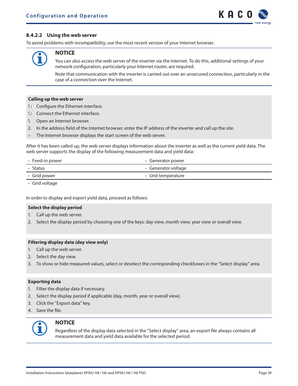 KACO XP10U-H4 User Manual | Page 39 / 56