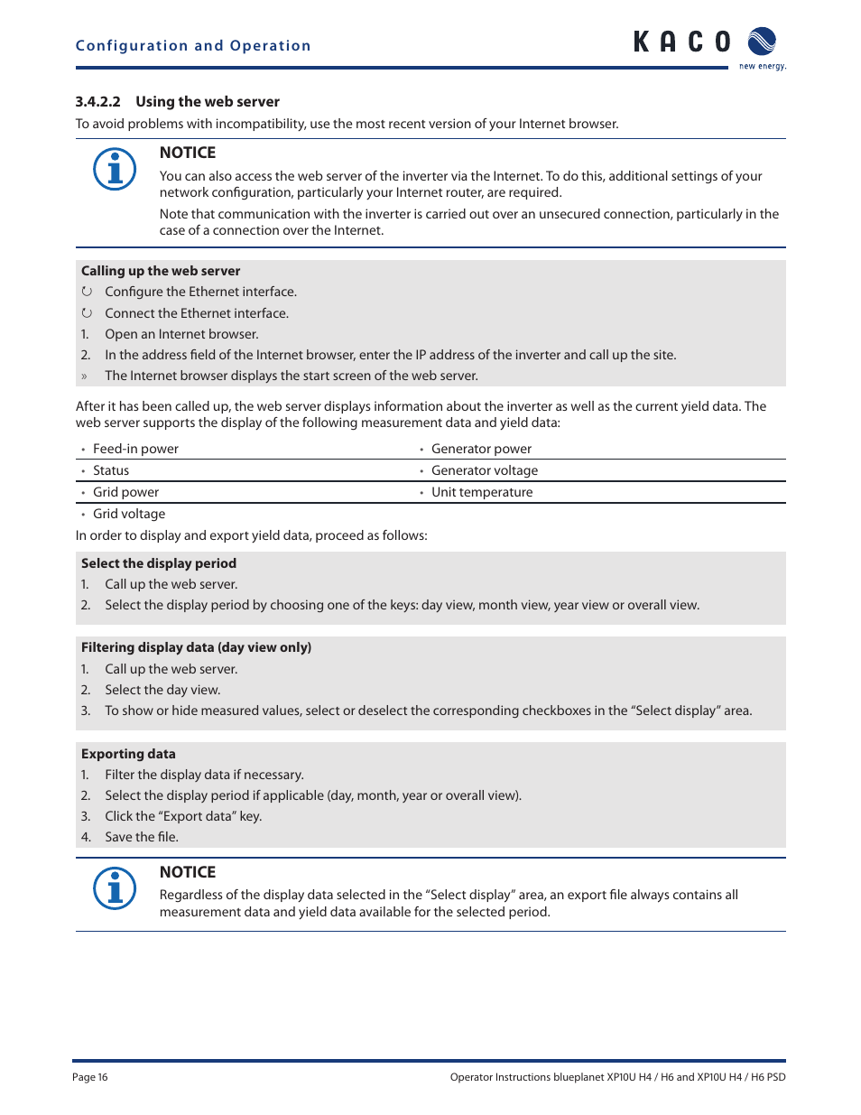 KACO XP10U-H4 User Manual | Page 16 / 20