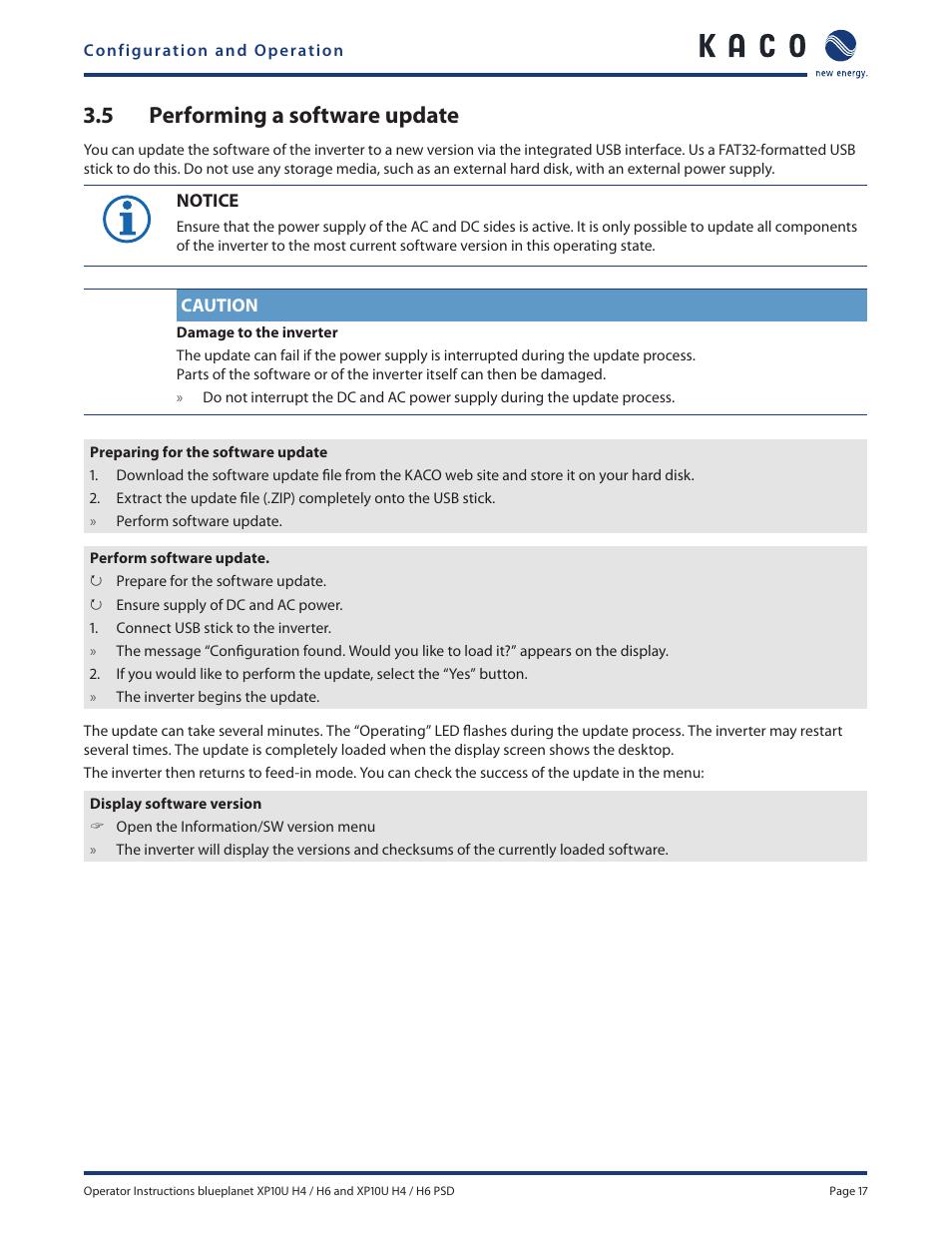 5 performing a software update | KACO XP10U-H4 User Manual | Page 17 / 20