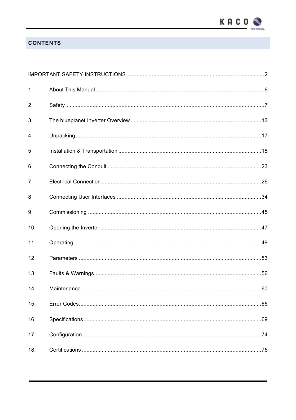 KACO XP83U-H6 (Canada) User Manual | Page 5 / 78