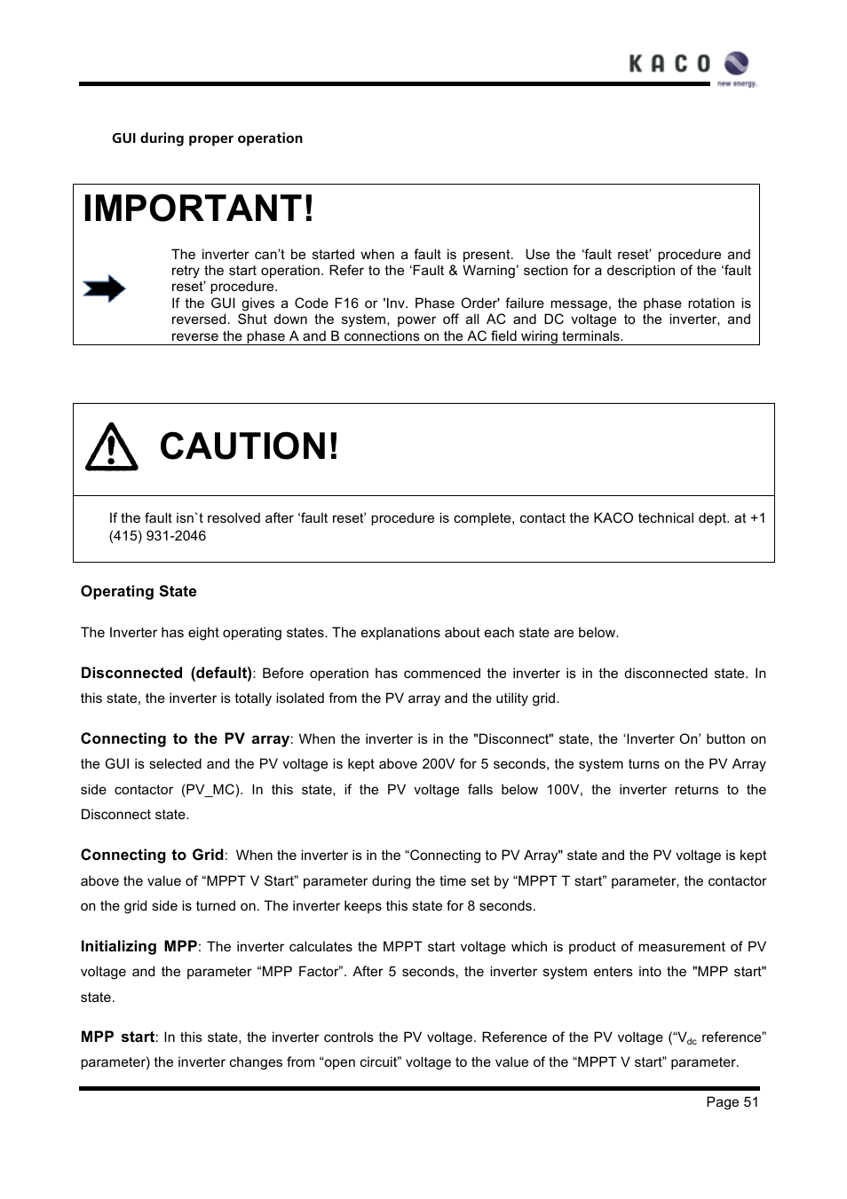Important, Caution | KACO XP83U-H6 (Canada) User Manual | Page 51 / 78