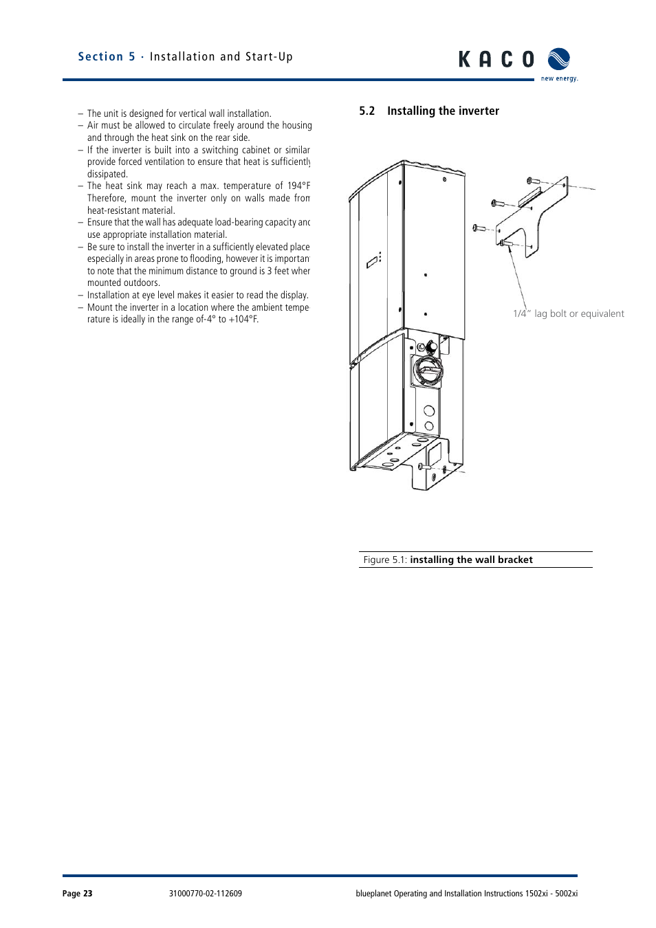 2 installing the inverter | KACO blueplanet 1502xi User Manual | Page 26 / 56