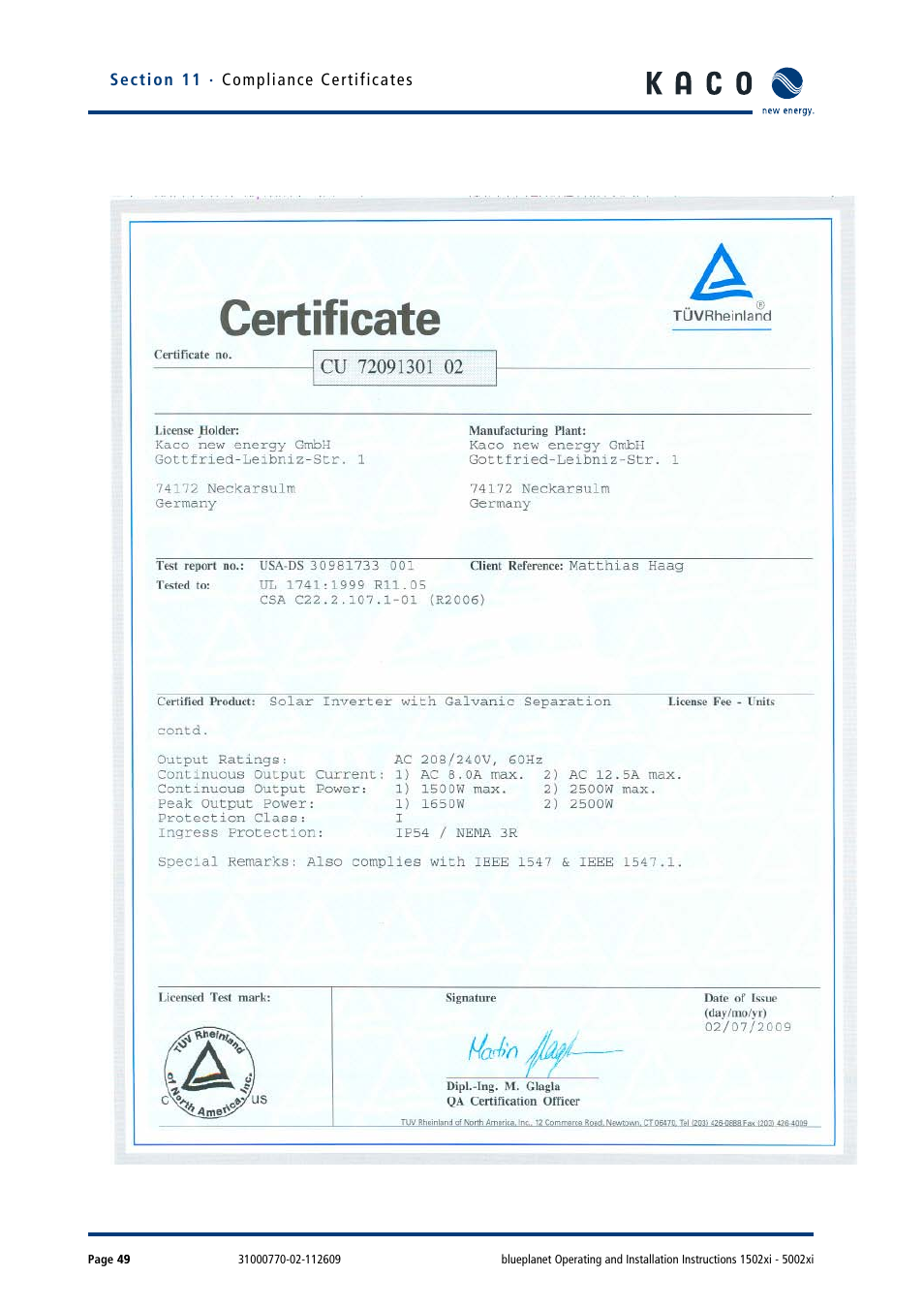 KACO blueplanet 1502xi User Manual | Page 52 / 56