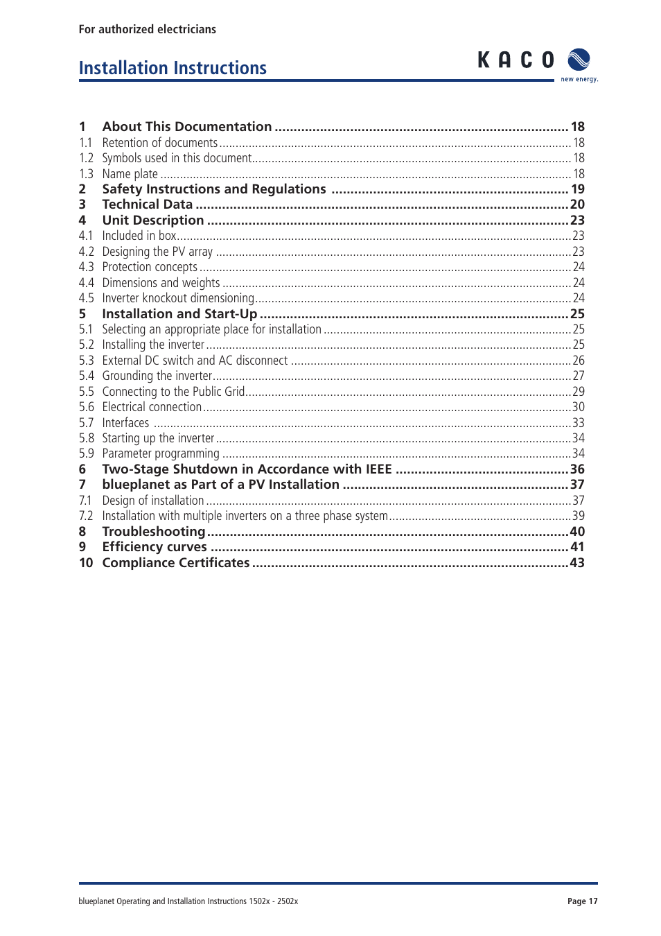 Installation instructions | KACO blueplanet 1502xi User Manual | Page 15 / 42