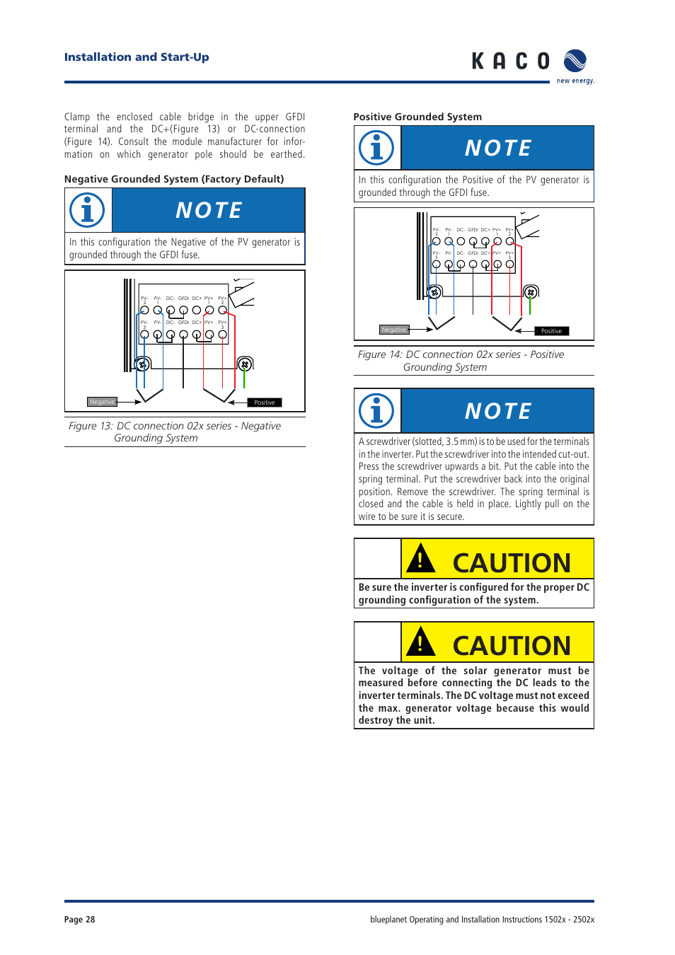 Caution, Installation and start-up | KACO blueplanet 1502xi User Manual | Page 26 / 42